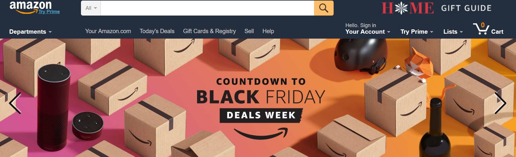 Black Friday banner on Amazon