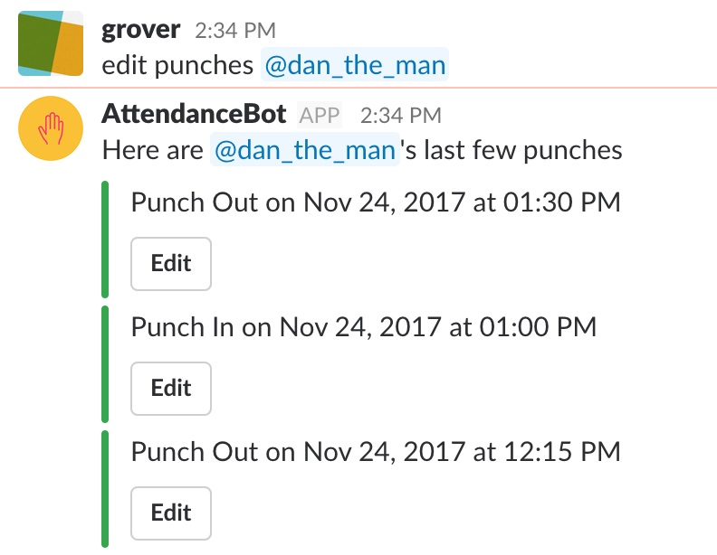 AttendanceBot for Slack