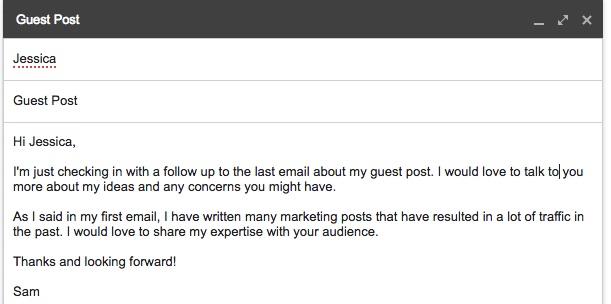 Bad Follow-up Outreach Email