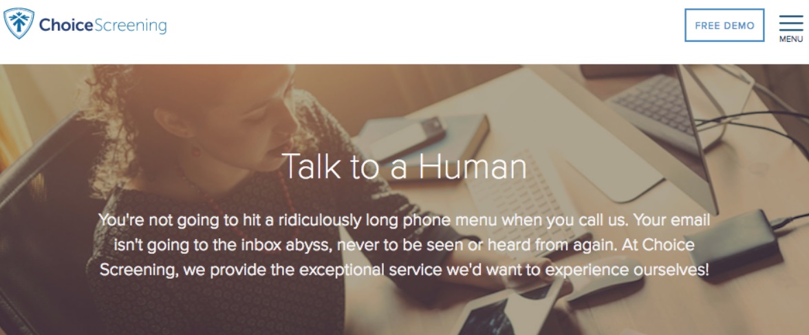 Choice Screening Landing Page