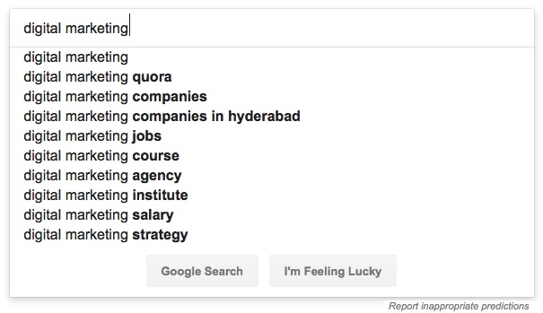 Google autosuggests long-tail keywords