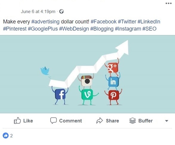 Here's an example of a hashtag disaster of a post that hasn't been optimized for Facebook properly