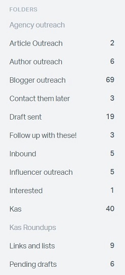 Here is how we organized our mailbox folders for outreach tracking