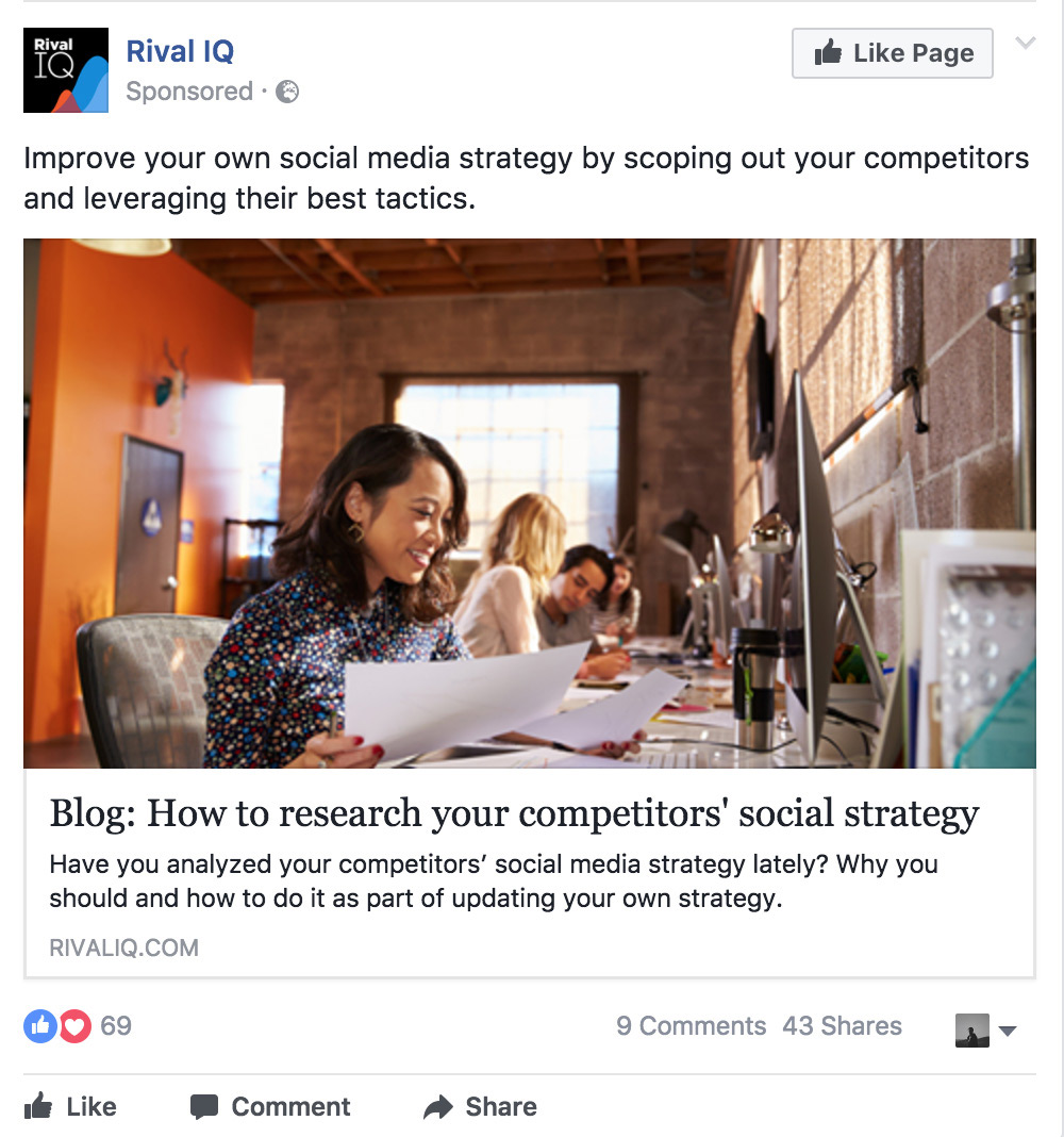 An example of a Facebook post which is using pattern disrupt well