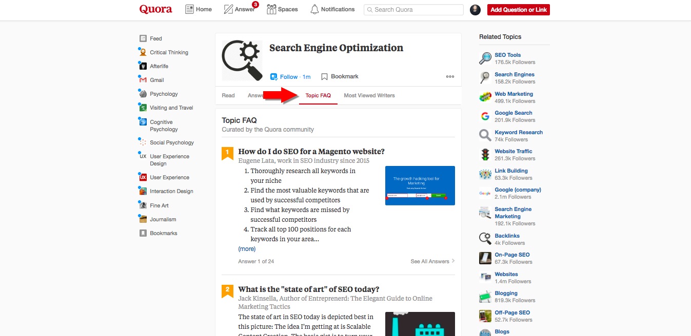 Quora Topic FAQ list