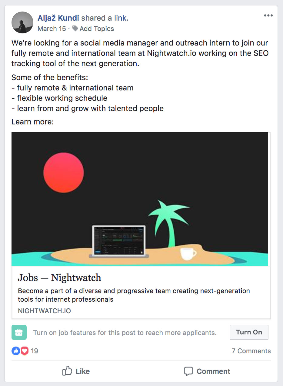 Remote Job Facebook Post